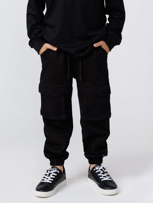 CARGO WOVEN PANTS Black / 14