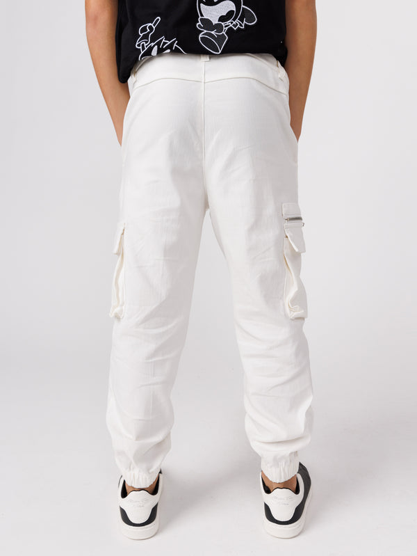 CARGO WOVEN PANTS Cream / 14