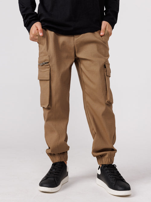 CARGO WOVEN PANTS Brown / 14