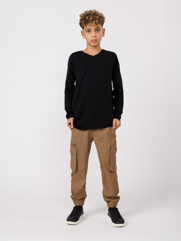 CARGO WOVEN PANTS Brown / 14