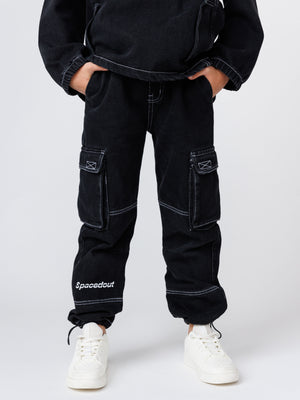 CARGO WOVEN PANTS Black / 14