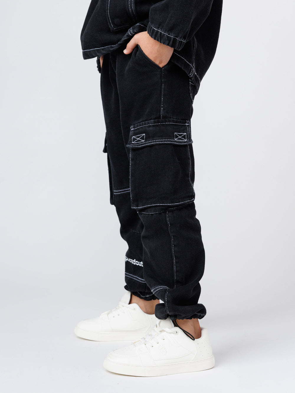 CARGO WOVEN PANTS Black / 14