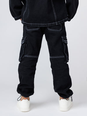 CARGO WOVEN PANTS Black / 14