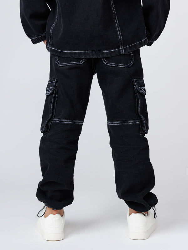 CARGO WOVEN PANTS Black / 14