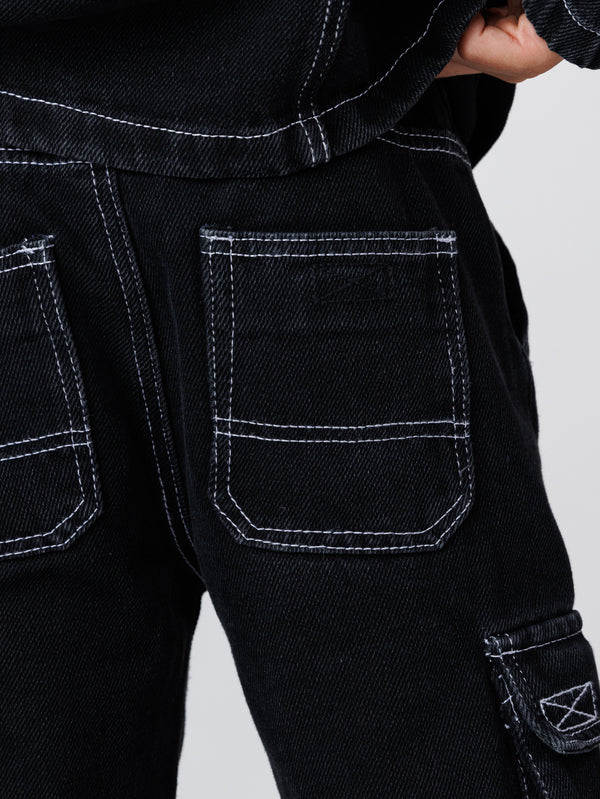 CARGO WOVEN PANTS Black / 14