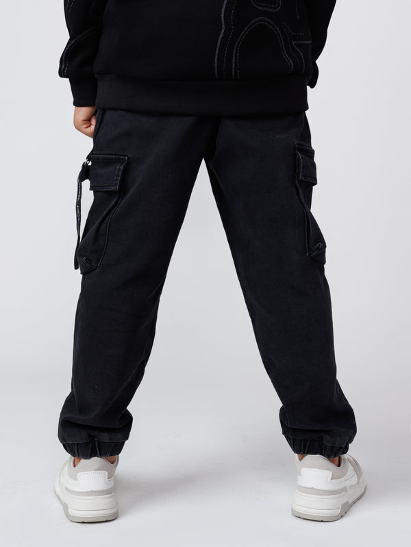 CARGO WOVEN PANTS Black / 14