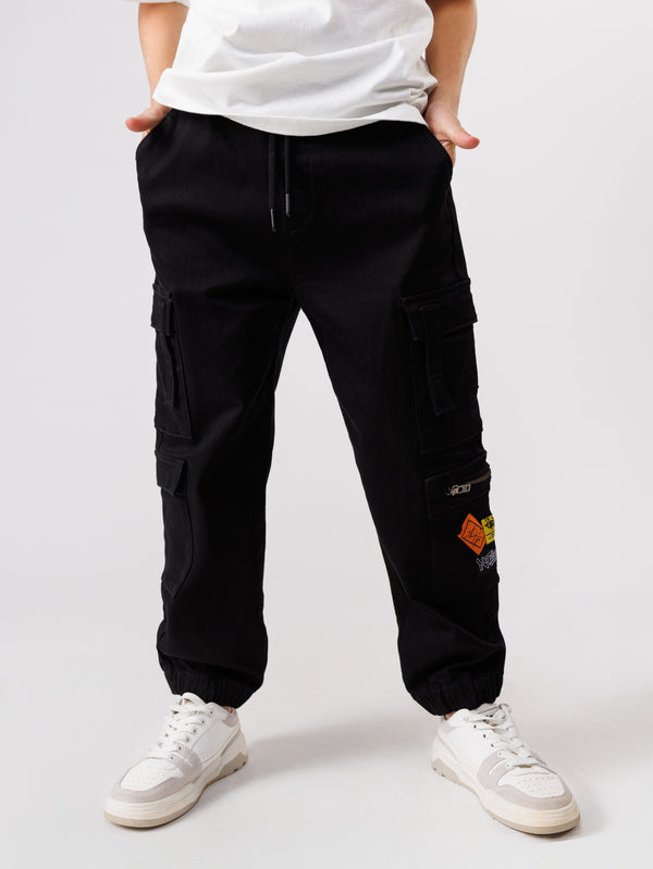 CARGO WOVEN PANTS Black / 14