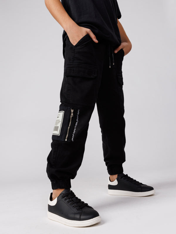 CARGO WOVEN PANTS Black / 14