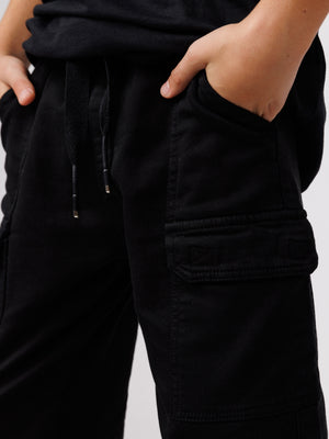 CARGO WOVEN PANTS Black / 14