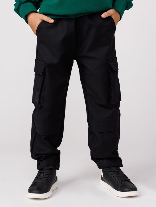 CARGO WOVEN PANTS Black / 14