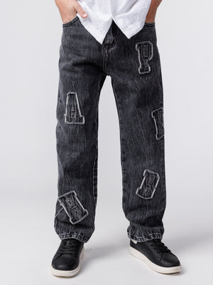 FASHION JEANS Scrubbed Black / 14