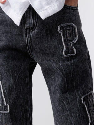 FASHION JEANS Scrubbed Black / 14