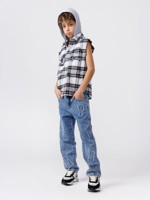 SHORT BUTTONNED SHIRTS Black Check / 14