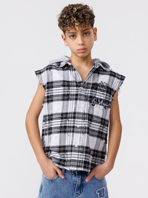 SHORT BUTTONNED SHIRTS Black Check / 14