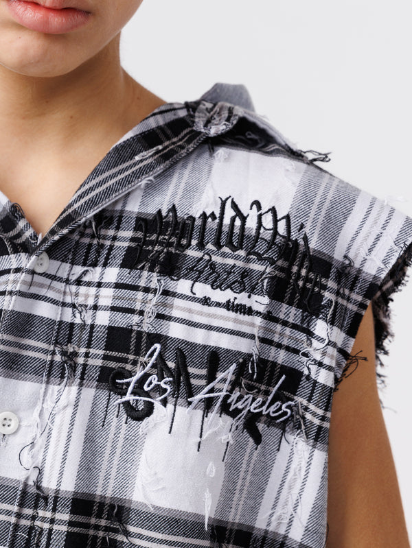 SHORT BUTTONNED SHIRTS Black Check / 14