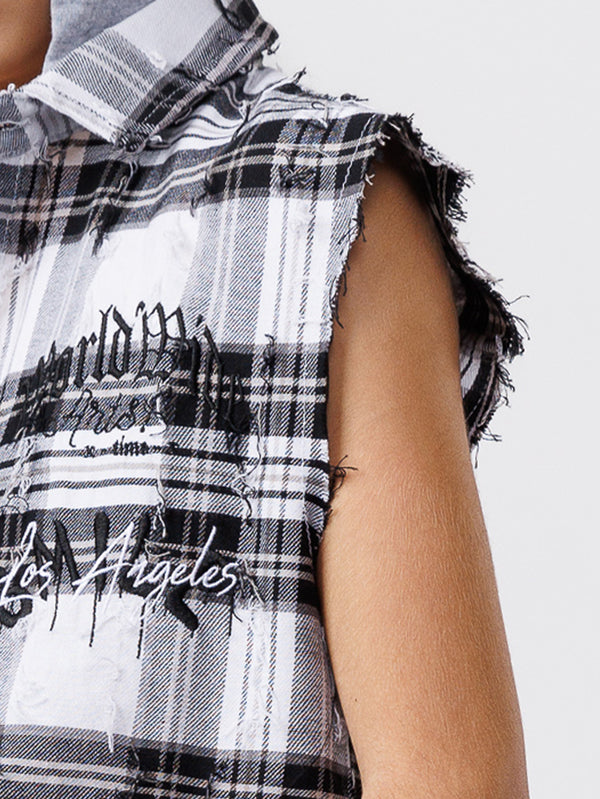 SHORT BUTTONNED SHIRTS Black Check / 14
