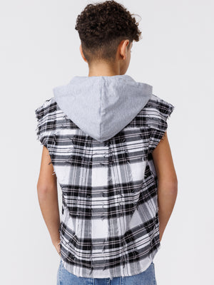 SHORT BUTTONNED SHIRTS Black Check / 14