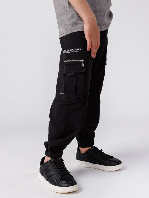 CARGO WOVEN PANTS Black / 14