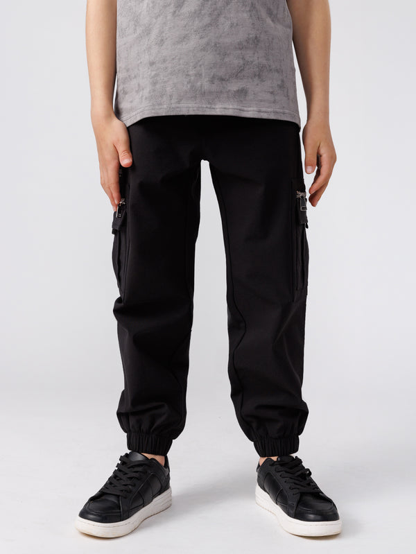 CARGO WOVEN PANTS Black / 14