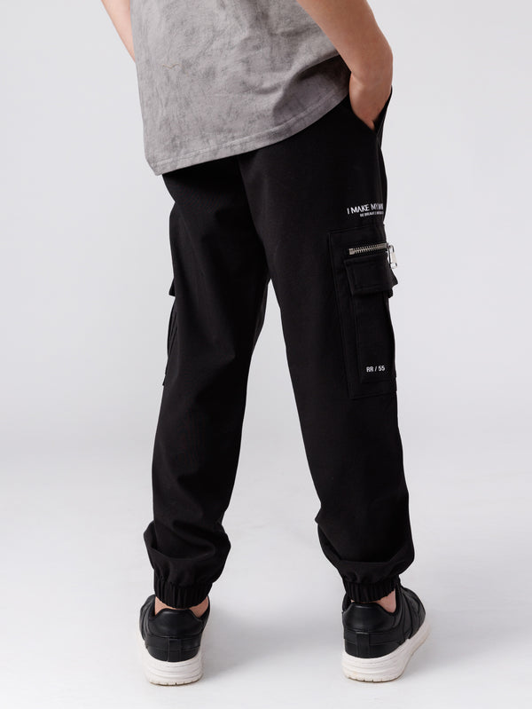CARGO WOVEN PANTS Black / 14