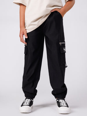 CARGO WOVEN PANTS Black / 14