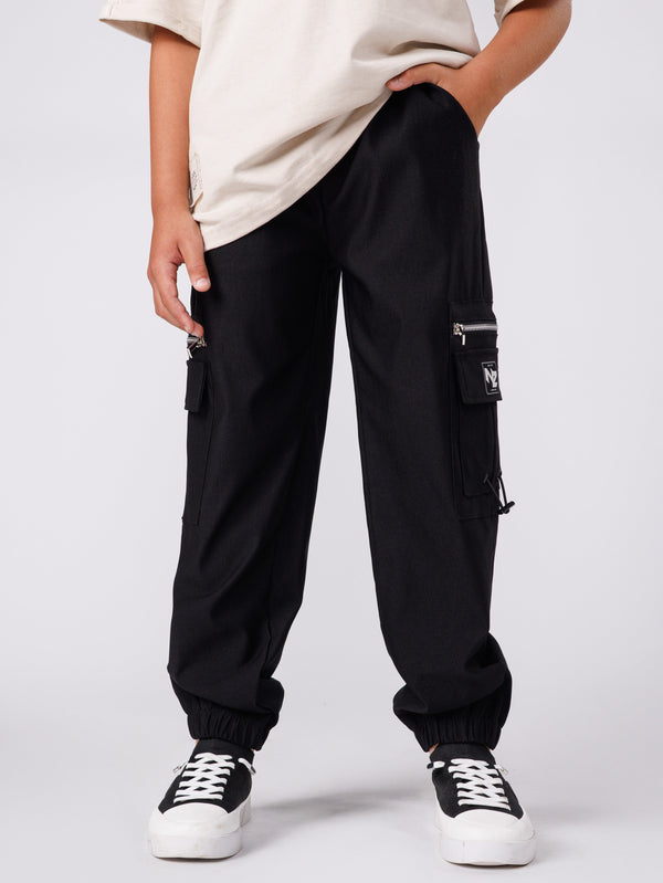CARGO WOVEN PANTS Black / 14