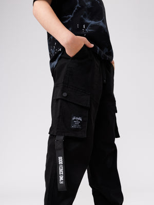 CARGO WOVEN PANTS Black / 14