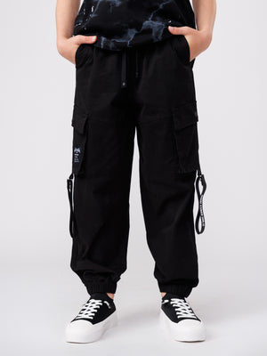 CARGO WOVEN PANTS Black / 14