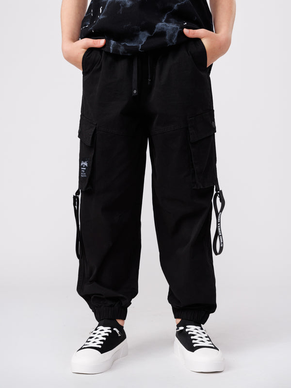 CARGO WOVEN PANTS Black / 14