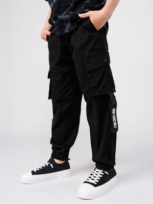 CARGO WOVEN PANTS Black / 14