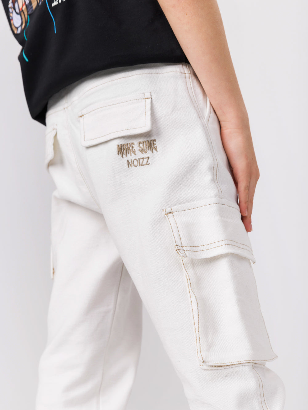 CARGO WOVEN PANTS Cream / 14