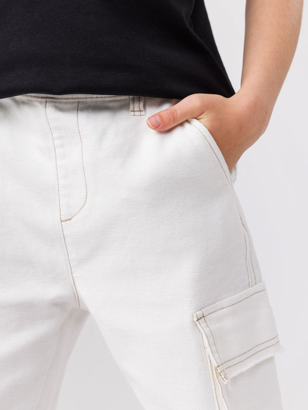 CARGO WOVEN PANTS Cream / 14