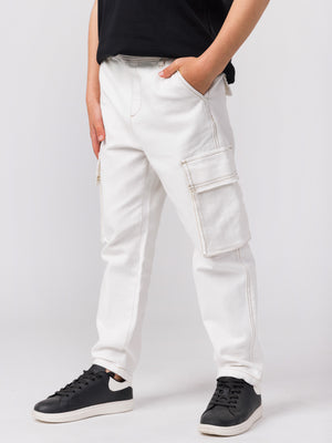 CARGO WOVEN PANTS Cream / 14