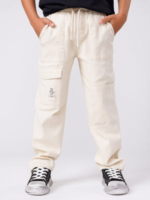 CARGO WOVEN PANTS Cream / 14