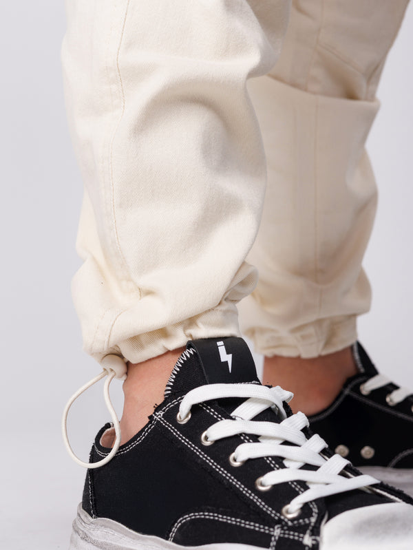 CARGO WOVEN PANTS Cream / 14
