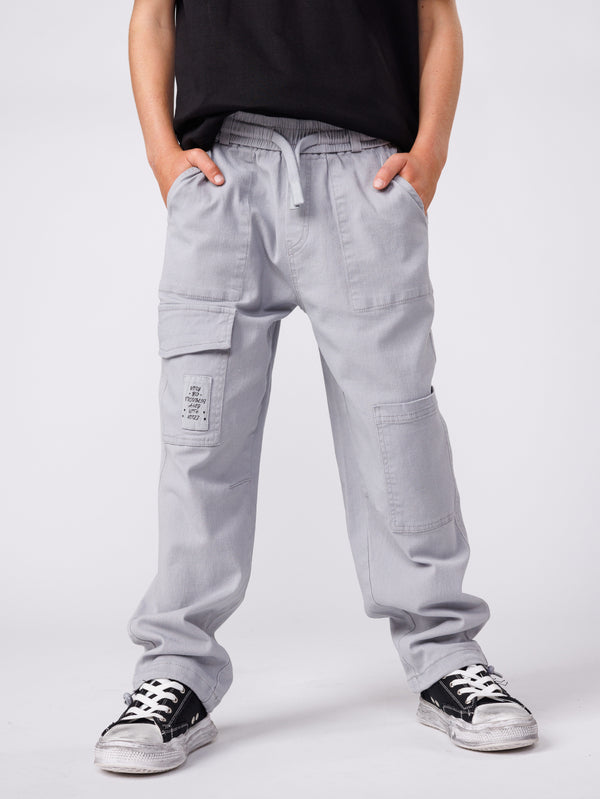 CARGO WOVEN PANTS Light Gray / 14