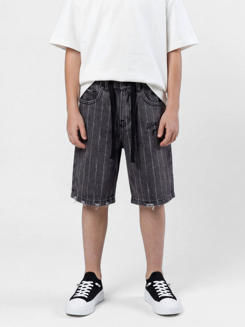 JEANS BERMUDA Scrubbed Black / 14