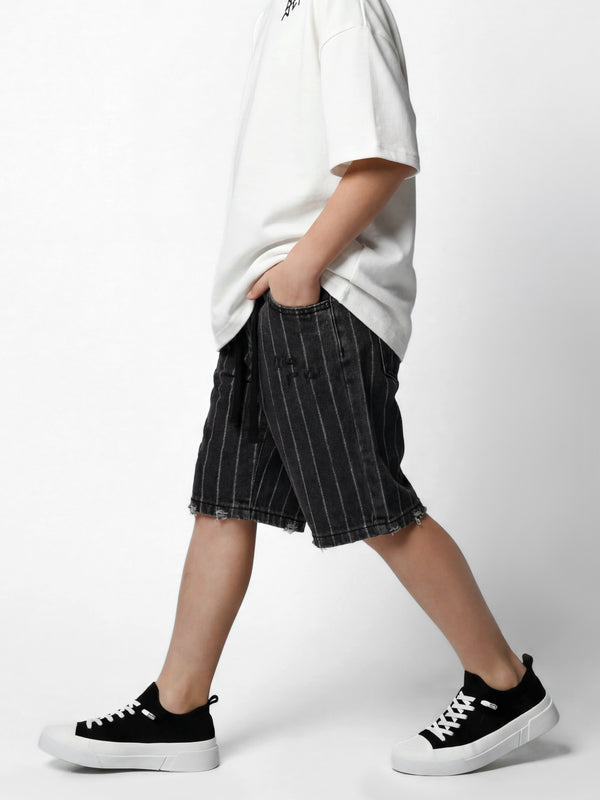 JEANS BERMUDA Scrubbed Black / 14