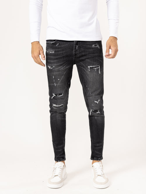 FASHION JEANS Scrubbed Black / 38