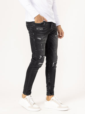 FASHION JEANS Scrubbed Black / 38