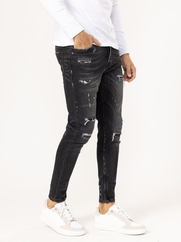 FASHION JEANS Scrubbed Black / 38