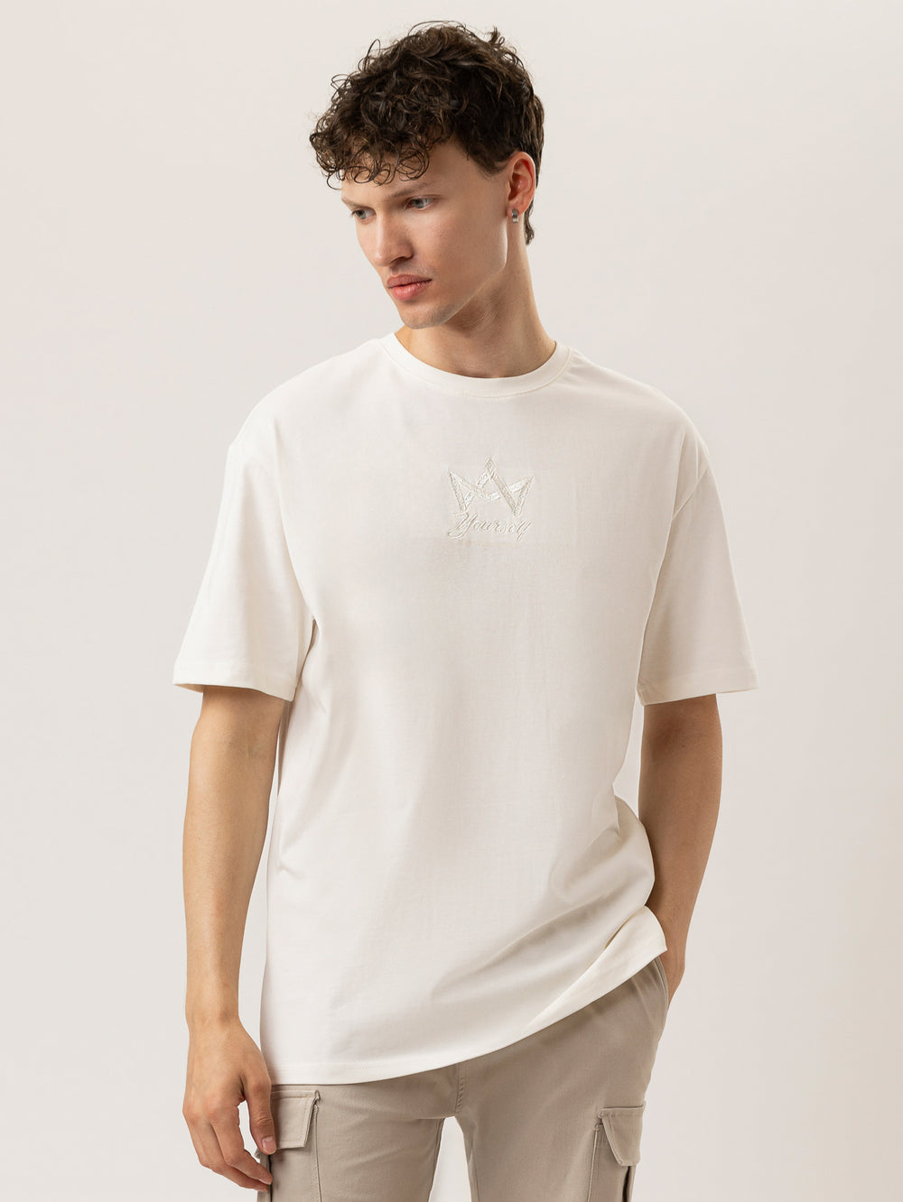 T-SHIRT OVER SIZE Cream / XXS