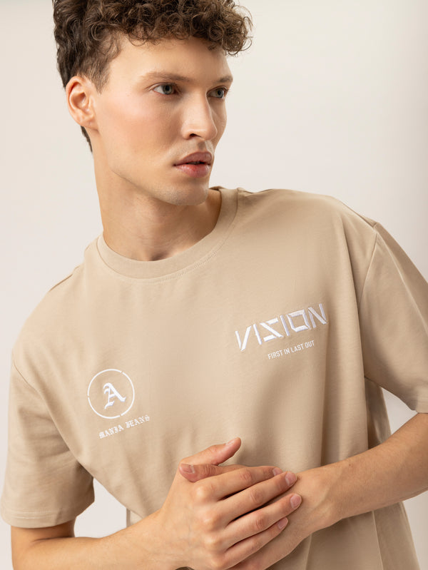 T-SHIRT OVER SIZE Beige / XXS