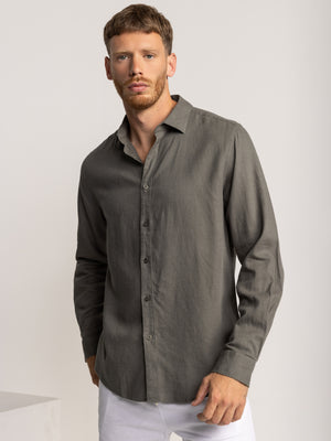 FASHION BUTTONED SHIRT Khaki / XXL