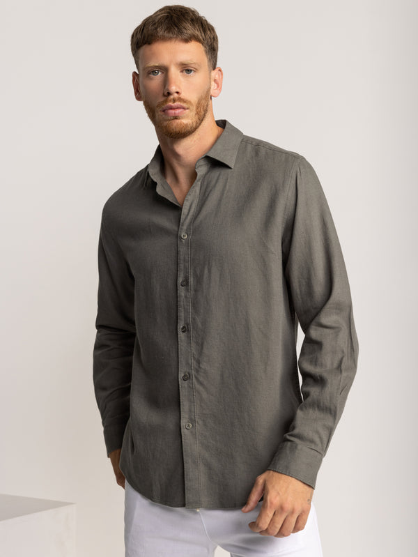FASHION BUTTONED SHIRT Khaki / XXL