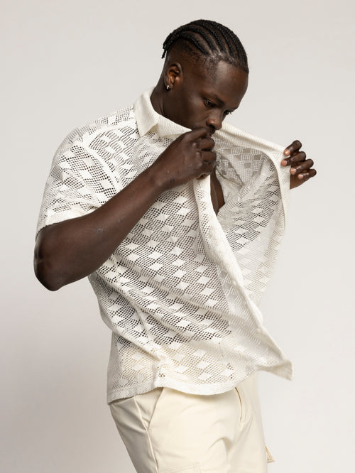 SHORT BUTTONED SHIRT Cream / XXL