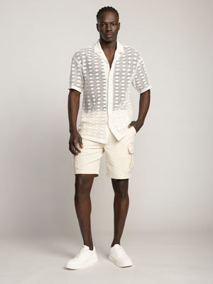SHORT BUTTONED SHIRT Cream / XXL