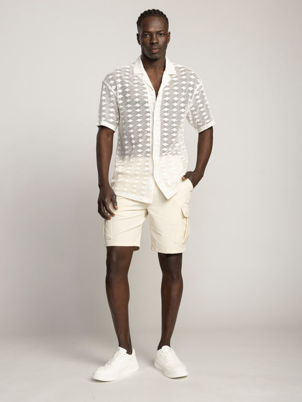 SHORT BUTTONED SHIRT Cream / XXL