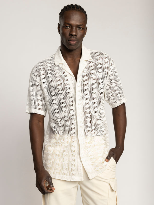 SHORT BUTTONED SHIRT Cream / XXL