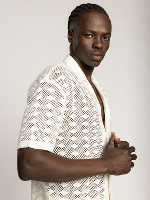 SHORT BUTTONED SHIRT Cream / XXL
